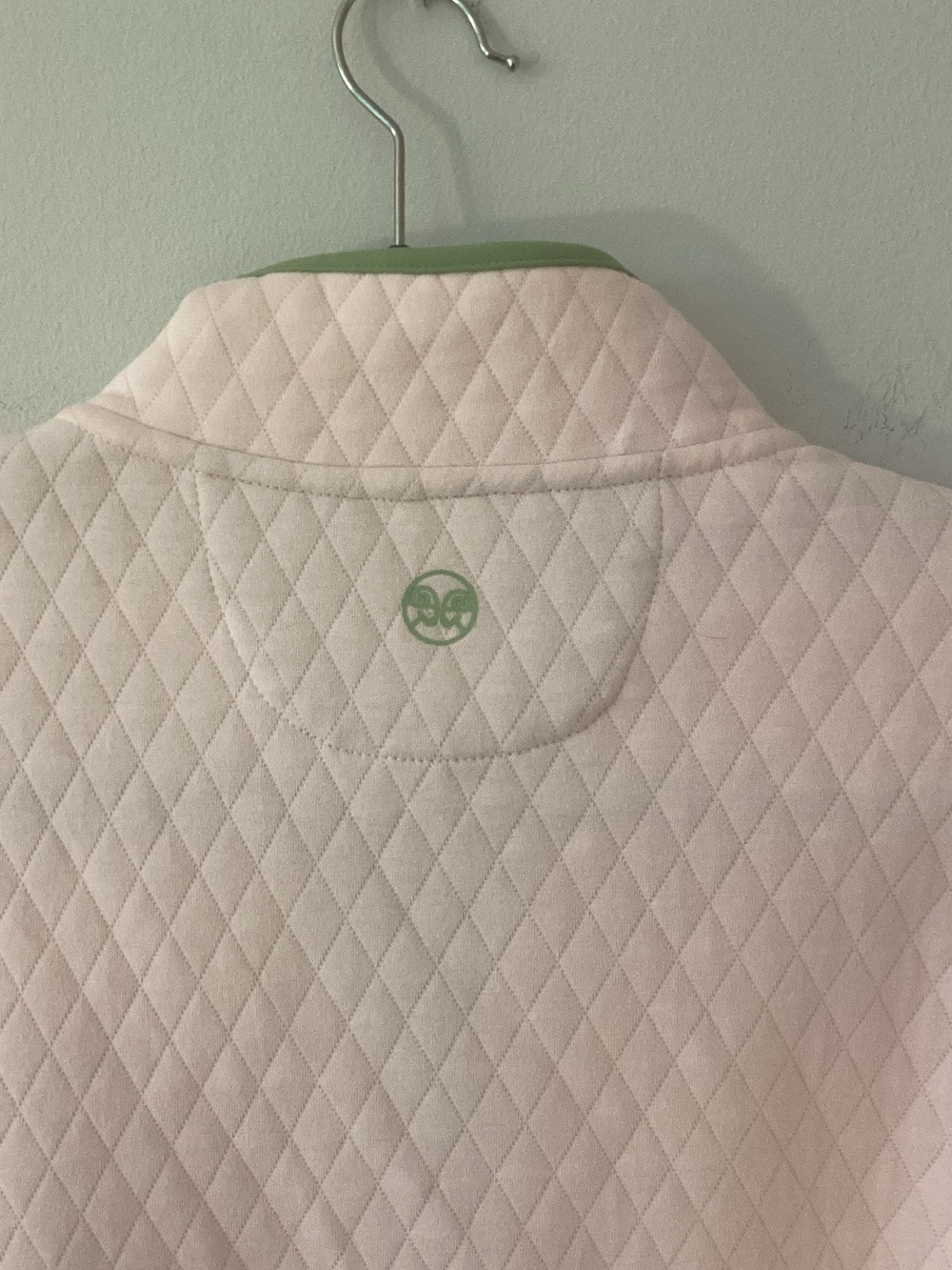 Renwick Quilted Snap Mock PulloverJacket in Light Pink with Green Trim L R1248 - Picture 7 of 9